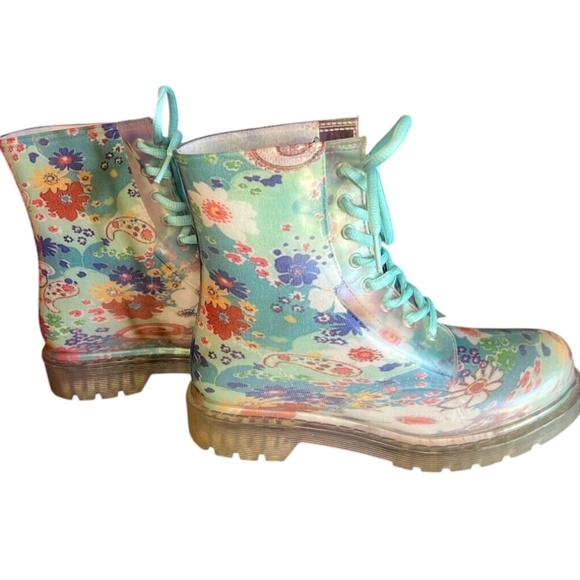 Women's Gossip Floral Paisley Rubber PVC Festival Rain Boots Grunge Size 39 - Picture 4 of 8